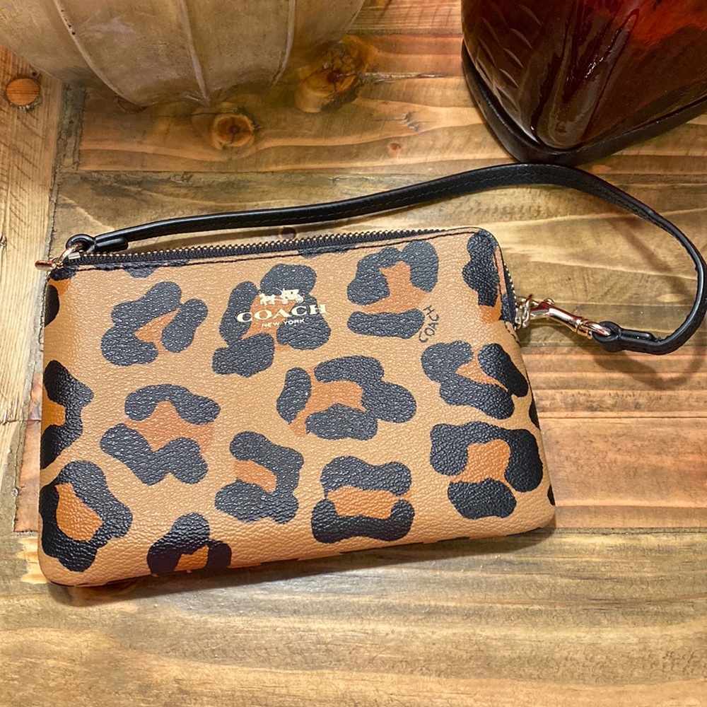 Coach tiger animal print wristlet